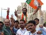 BJP's Sanjay Kelkar celebrates his victory