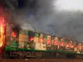 Shocking pictures of massive fire on moving train in Pakistan
