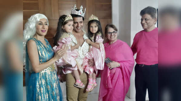 Karanvir Bohra, wife Teejay and their parents with the birthday girls
