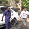 Shiv Sena leader Sanjay Raut arrives at Nationalist Congress Party (NCP) chief Sharad Pawar's residence for a meeting