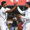 Ashwin celebrates after taking a wicket in the second innings