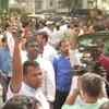 Slogans raised in support of Sharad Pawar and against Ajit Pawar by a group of NCP workers outside YB Chavan Centre where Congress-NCP-Shiv Sena will address the media shortly.