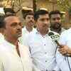 NCP workers from Maval taluka gather outside Silver Oak (residence of NCP Chief Sharad Pawar). They say, "We have come to meet Pawar saheb (Sharad Pawar) with the request to make our MLA Sunil Shelke, a minister in the new government. We think he will agree."