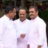 Senior NCP leaders Jayant Patil, Ajit Pawar and Praful Patel in assembly ahead of confidence vote later today