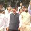 Former Maharashtra chief minister Devendra Fadnavis arrives at state assembly ahead of floor test of 'Maha Vikas Aghadi' government today