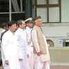 Maharashtra CM Uddhav Thackeray receives governor Bhagat Singh Koshyari at Vidhan Bhavan.