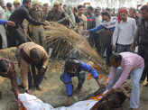 Pictures from the last rites of Unnao rape victim