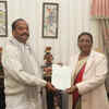 Raghubar Das tenders his resignation from the post of CM to governor Draupadi Murmu, at Raj Bhavan in Ranchi