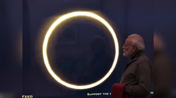 Prime Minister Modi watching the Solar Eclipse