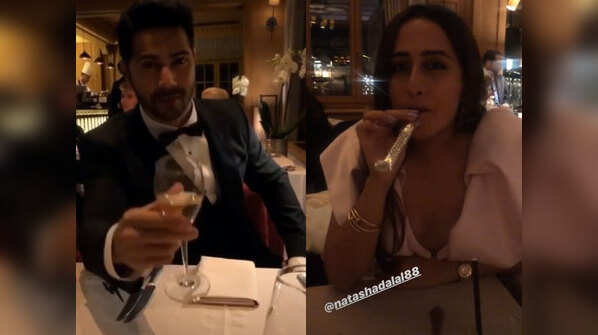 Varun Dhawan and Natasha Dalal made for one fashionable couple as they raised a toast to the New Year