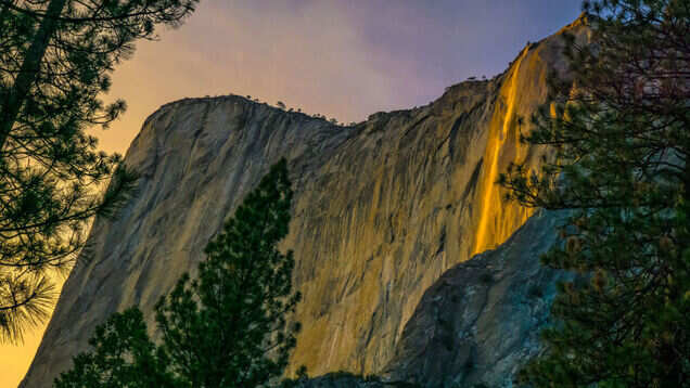 A fiery wonder! A fire waterfall exists in California