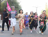 Milind Soman runs for a cause along with saree-clad women