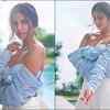 Breathtakingly hot in an off-shoulder draped sleeve blouse