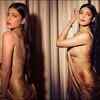 Flaunting her curvaceous figure in a gold-coloured saree