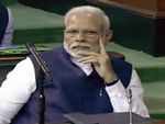 Modi listens to Sitharaman's budget speech