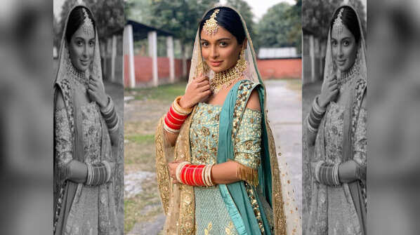 Dressed in teal blue lehenga, Rubina Bajwa dolls out bridal fashion goals