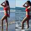 Sets the temperature soaring in a red hot bikini from the Maldives
