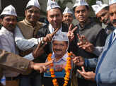 In pics: Celebration fervour grips AAP workers