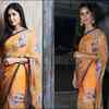 Retro! Katrina Kaif slips into a bright mandarin saree with a puff-sleeved blouse