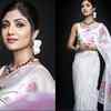 Article image for: ‘<i class="tbold">fitness queen</i>’ Shilpa Shetty slips into a white hand painted organza saree