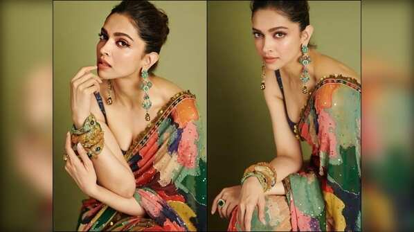 Deepika Padukone slays in a multi-coloured saree for Chhapaak promotions
