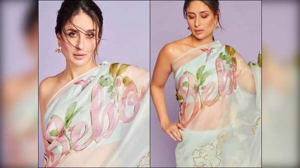 Kareena Kapoor Khan looks gorgeous in this hand-painted ‘Bebo’ saree