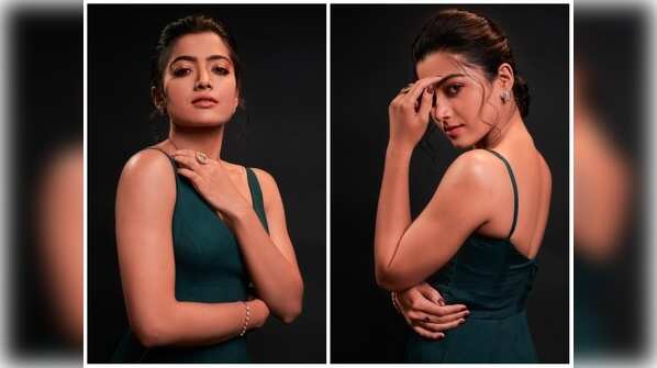 Rashmika Mandanna looks ravishing in a green gown