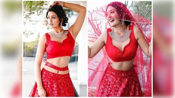 Payal Rajput looks hot-as-hell in a red hot bridal lehenga