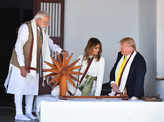 Donald Trump tries his hand at charkha at Sabarmati Ashram