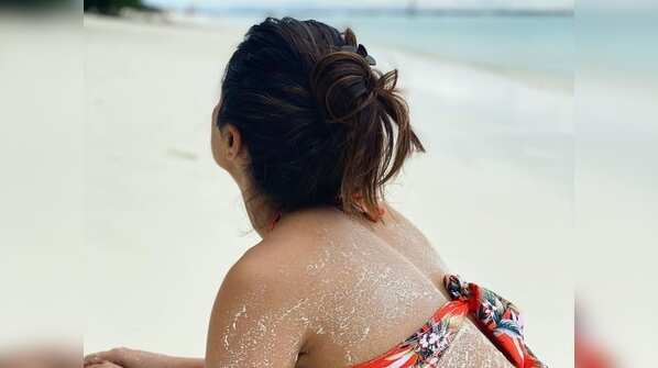 Hina Khan is a total beach babe in floral Bikini