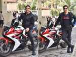 Akshay comes riding a bike