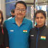 Coach Jaspal Rana (C) with his prodigy Manu Bhaker (R) and shooter-daughter Devanshi Rana at TOISA