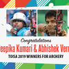 Our first winners of the night are Abhishek Verma and Deepika Kumari