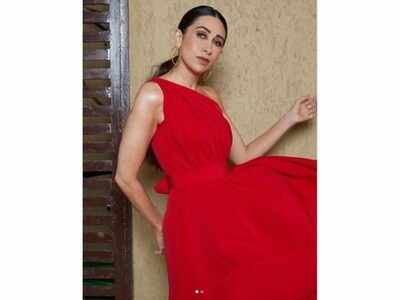open lace back dress Karisma Kapoor in our Red Jacket and Sharara Set  Manish Malhotra