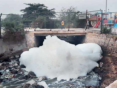 Image result for Kaggadasapura lake has froth, pee and garbage
