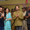 Maharashtra CM Uddhav Thackeray along with his son Aditya Thackeray and other family members clap to express their gratitude for those working in the front line to curb spreading coronavirus infection