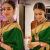 Cynosure of all eyes! Slips into a traditional saree and complements the look with a choker diamond necklace