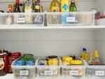 Well-arranged and labeled cupboards