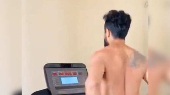 Ravindra Jadeja running on a treadmill