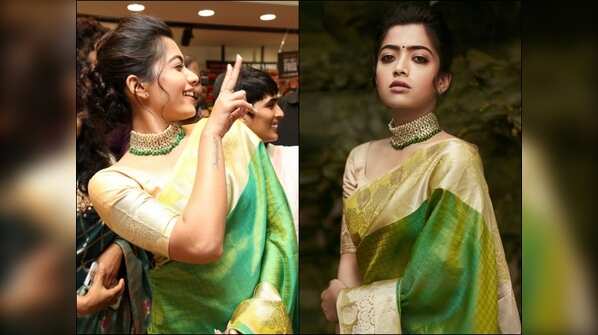 Attended a ribbon-cutting ceremony at Vijayawada in a green silk saree