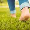 Walking barefoot on grass