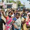 Tamil Nadu: Women stage protest in Trichy against state government's order to open liquor shops in the state.