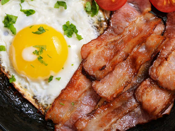 Bacon and Eggs Recipe: How to Make Bacon and Eggs Recipe | Homemade Bacon  and Eggs Recipe