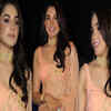 ​Let's take a moment to appreciate Monica Gill surreal style in peach hued saree