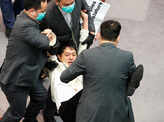 Hong Kong legislators trade blows 