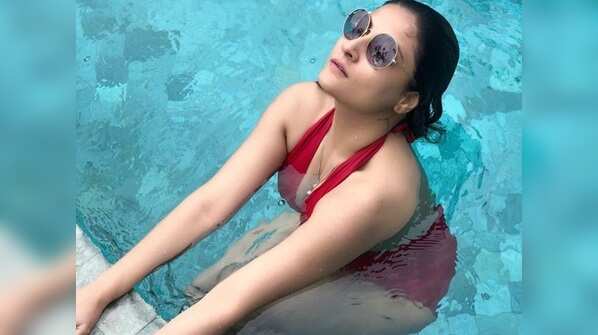 Stunning in a red monokini