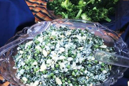 Kale and Pea Salad with Almond Dressing