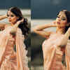 ​Tania looks nothing less than an Indian princess in her peach saree