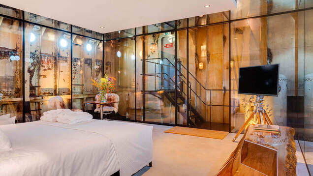 This is a floating hotel in Amsterdam housed inside a lightship