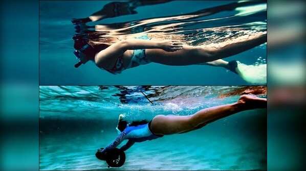 Adventurous soul! Bikini-clad Ileana enjoys Scuba diving